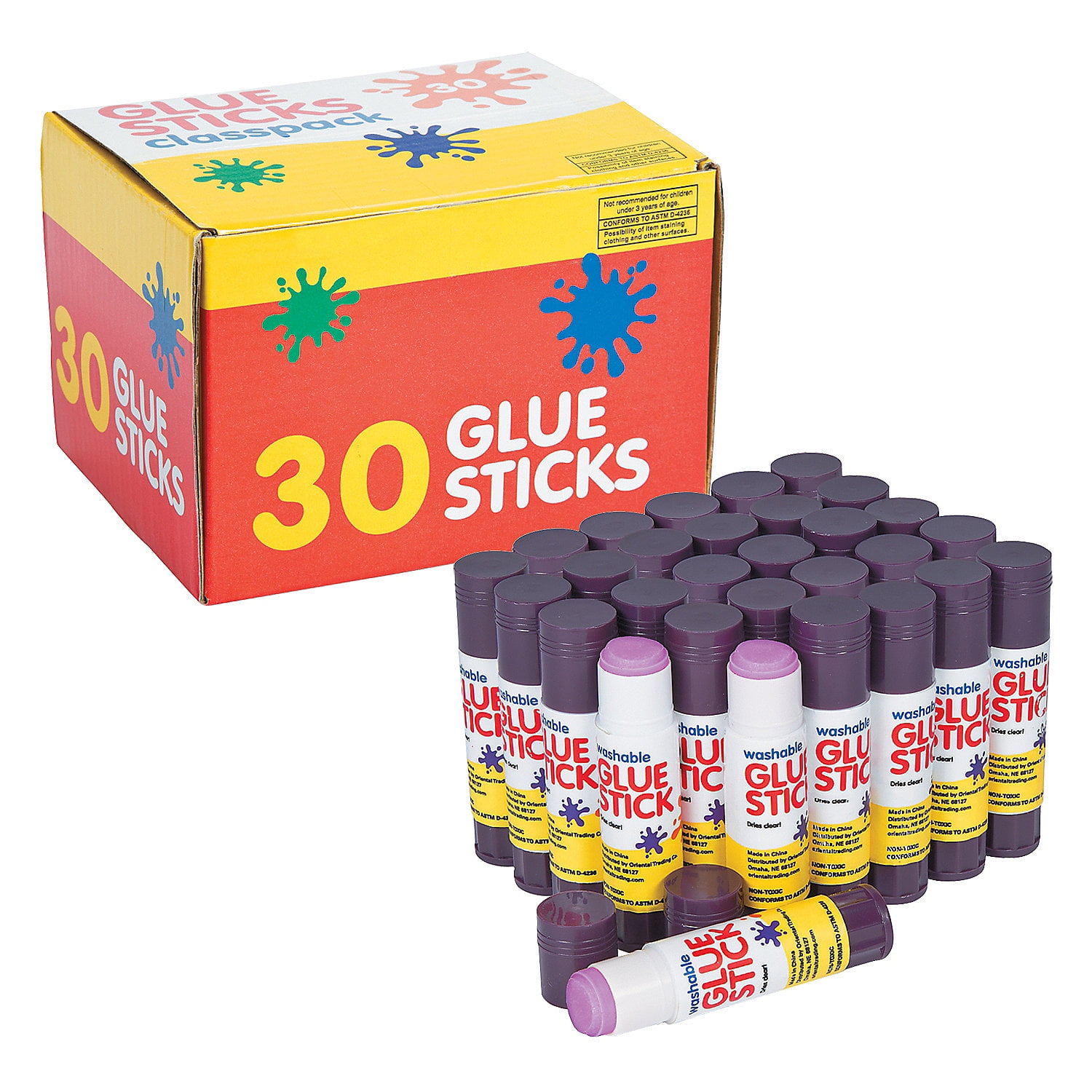 Fun Express 2 3/4" Bulk 90 Pieces Safe & Non-Toxic Washable Glue Stick Pack