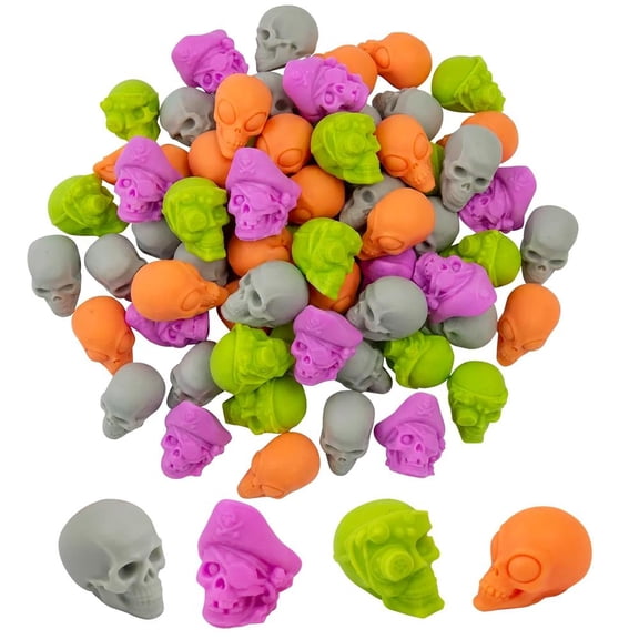 Fun Express 2" Bulk 48 Pc. Mini Halloween Skull Mochi Squishies