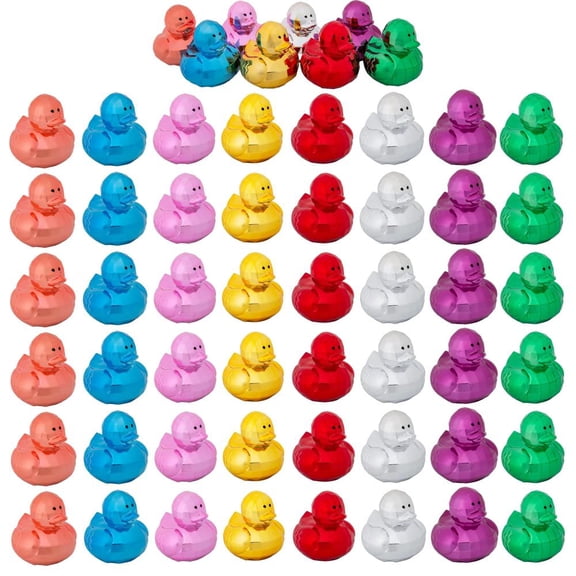Fun Express 2" Bulk 48 Pc. Rainbow Colors Disco Ball Rubber Ducks