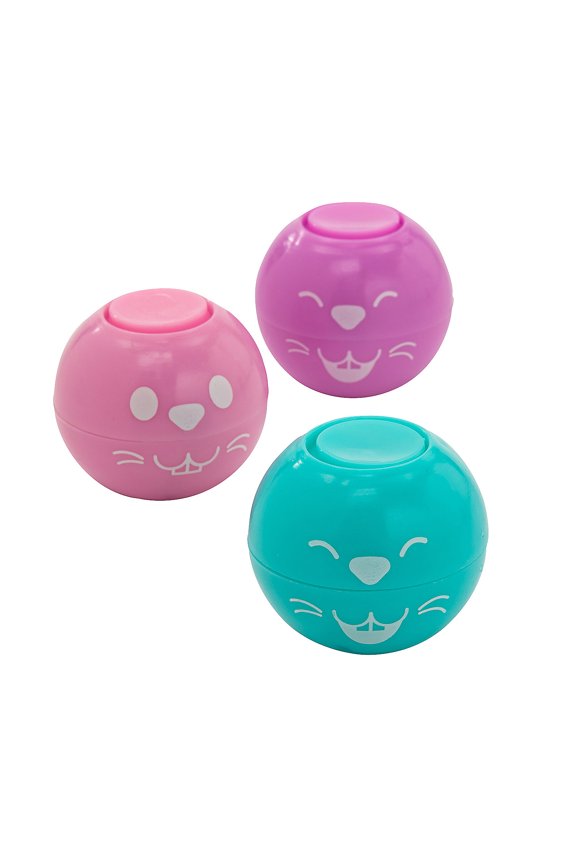 2" Easter Bunny Faces Plastic Fidget Spinner Balls - 12 Pieces