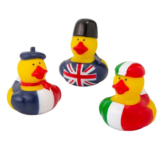 Fun Express 2" European Multicolor Vinyl Rubber Ducks 12 Pc.