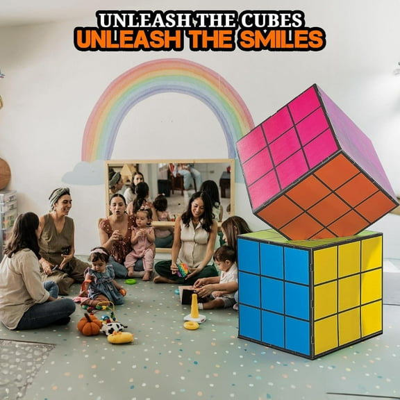 Fun Express 2 Piece 3D Magic Cube Stand up for Party, Large, Party Dcor