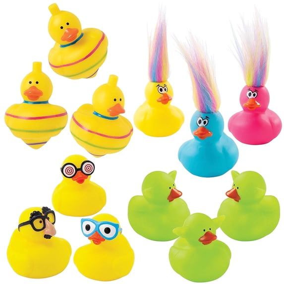Fun Express 2" Silly Characters Vinyl Rubber Duck Toys Assortment - 48 Piece
