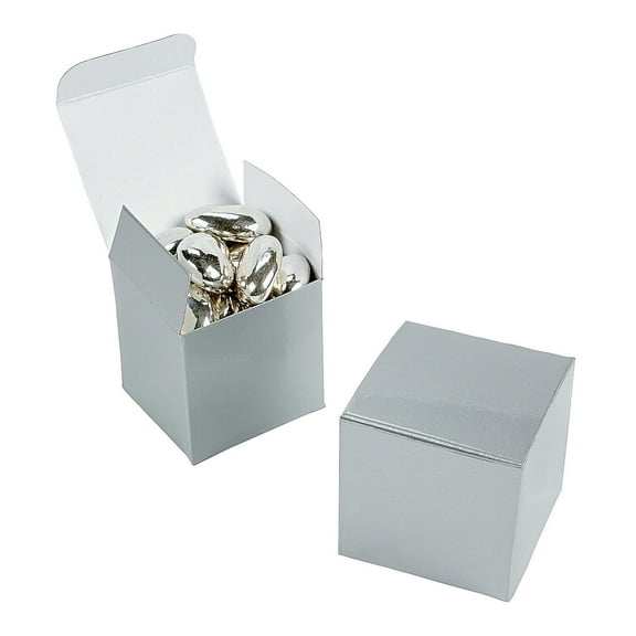 Fun Express - 2" Silver Gift Boxes (24pc) for Wedding - Party Supplies - Containers & Boxes - Paper Boxes - Wedding - 24 Pieces