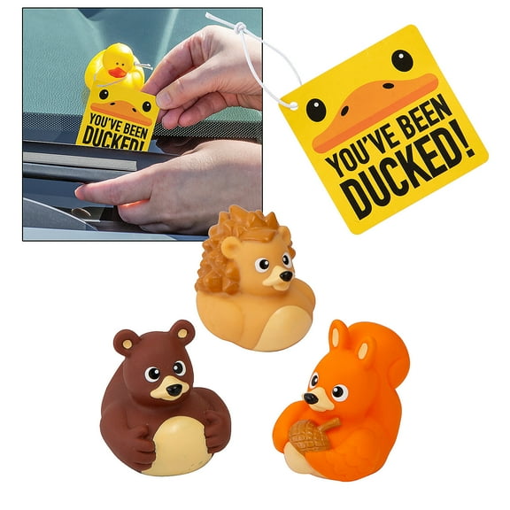 Fun Express 2" You’ve Been Ducked Woodland Animal Rubber Duck Kit for 12 - 24 Pieces