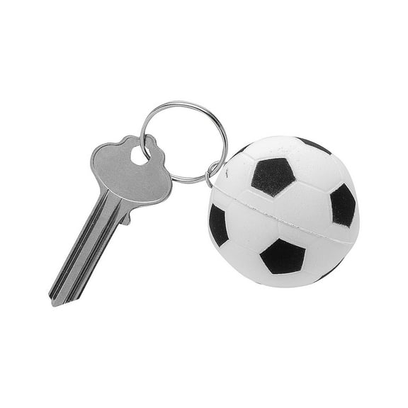Fun Express 2" diam. Soccer Ball Keychain Slow-Rising Squishies - 12 Pieces
