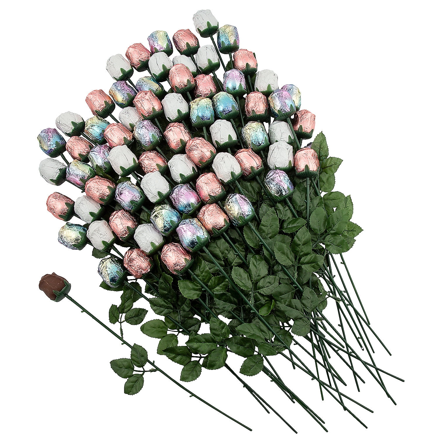 Fun Express 2 lbs. 10 oz. Foil-Wrapped Chocolate Roses Assortment - 72 ...