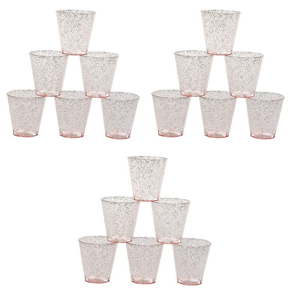 Fun Express 2 oz. Mega Bulk 100 Count Pink Glitter BPA-Free Plastic Shot Glasses