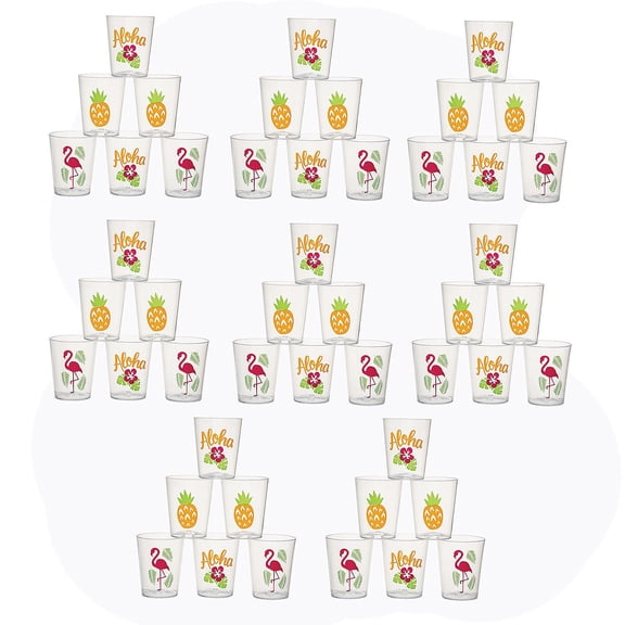 Fun Express 2 oz. Mega Bulk 200 Ct. Tropical Luau Multicolor Plastic Shot Glasses