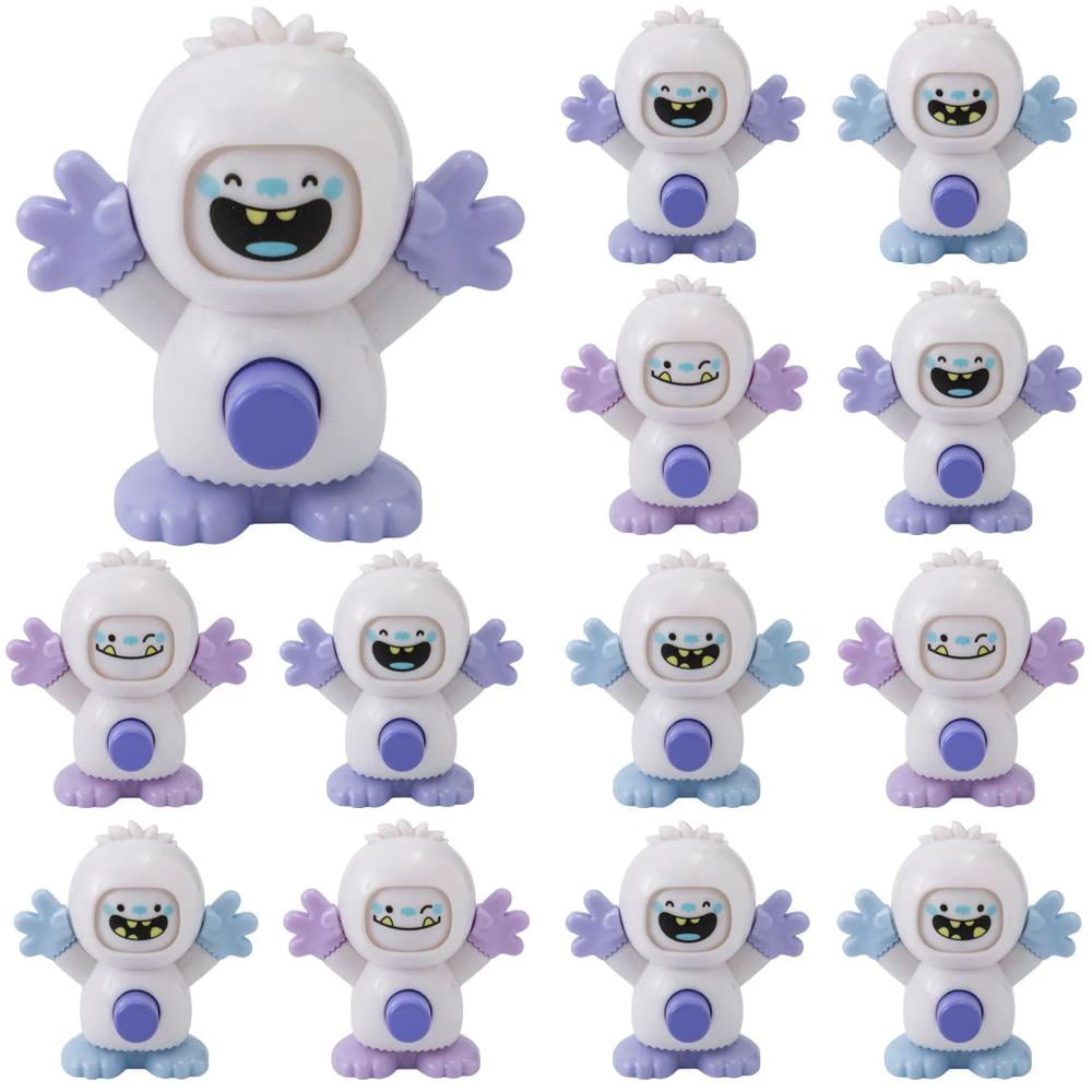 Fun Express 2" x 2 1/2" Pastel Winter Yeti Plastic Clicker Spinner Toys – 12 Pc.