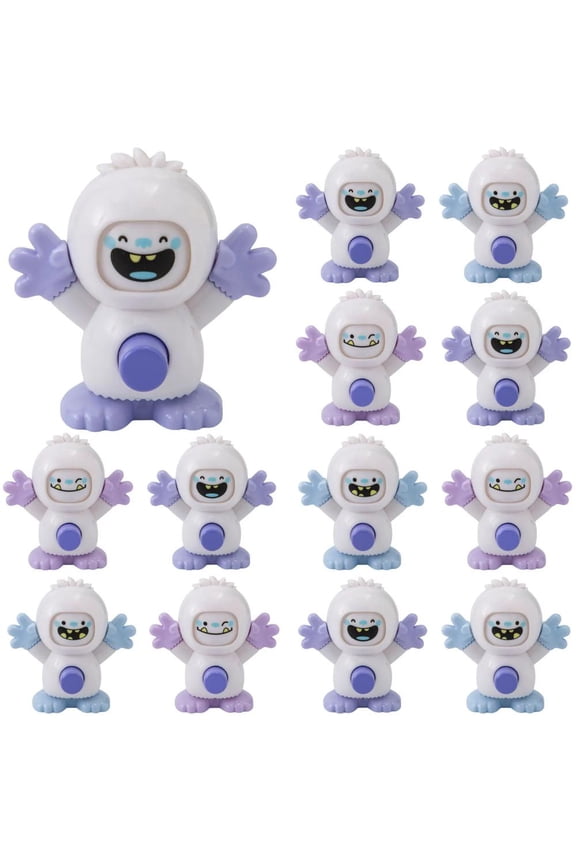 2" x 2 1/2" Pastel Winter Yeti Plastic Clicker Spinner Toys 12 Pc.