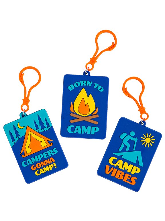 2" x 2 3/4" Camp-Themed Plastic Backpack Clips - 12 Pieces