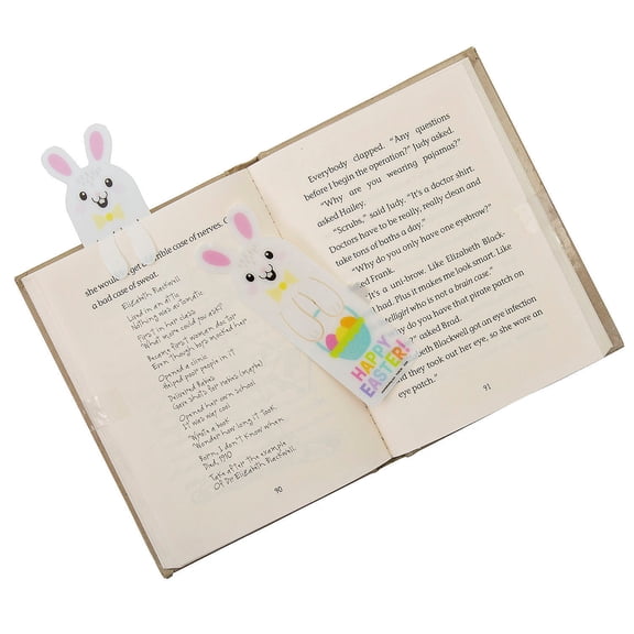 Fun Express 2" x 5 1/4" Bulk 48 Pieces Easter Bunny Plastic Clip Bookmarks