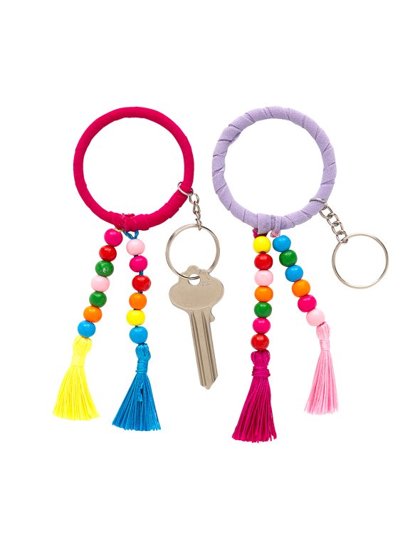 2" x 5" Colorful Beaded Tassel Keychain Craft Kit - Makes 6