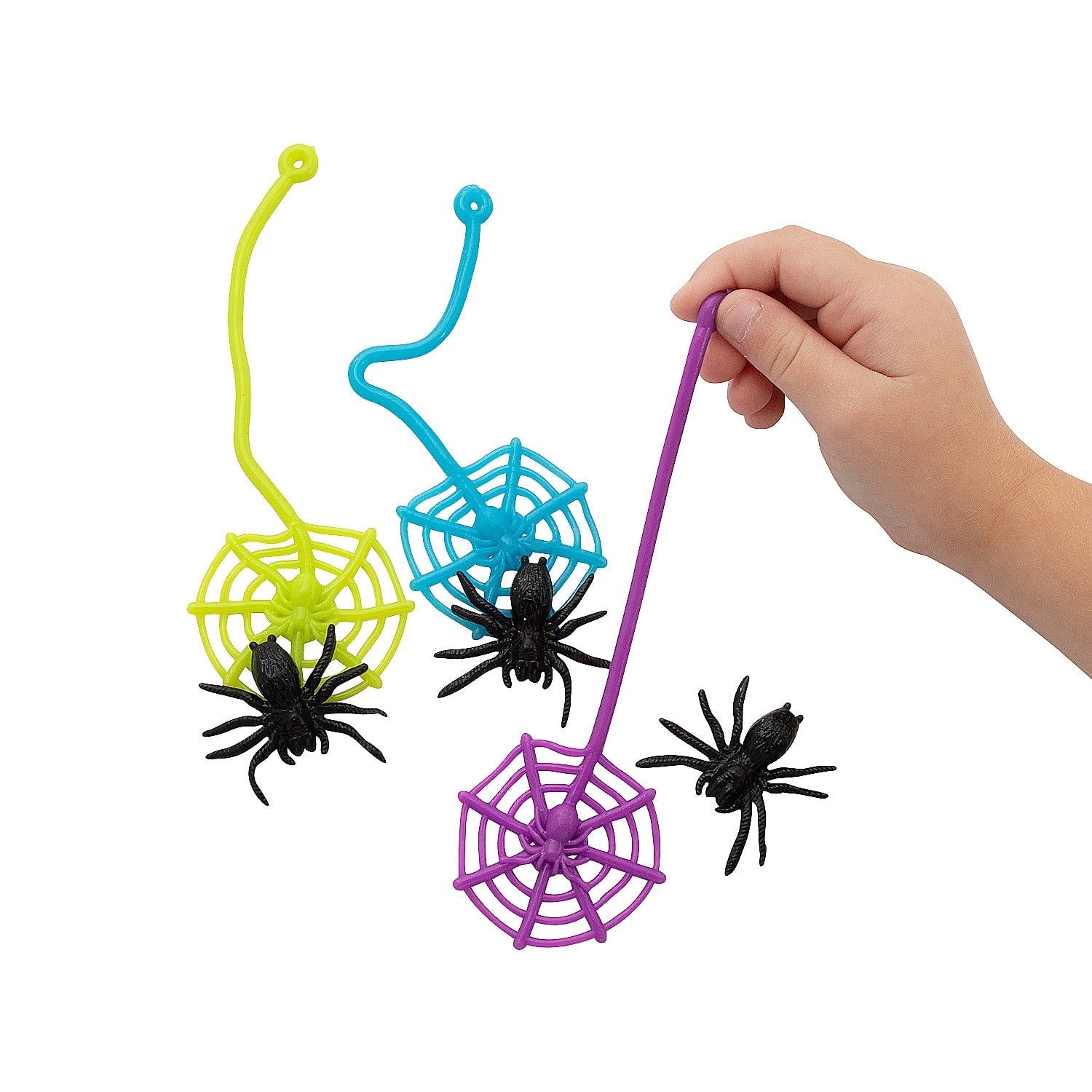 Fun Express 2" x 6" Halloween Sticky Vinyl Web with Black Spider - 24 Pieces