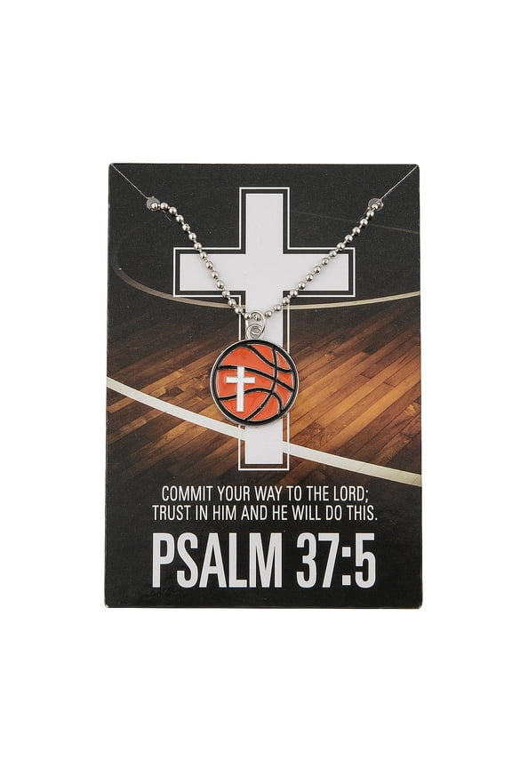 20" Religious Basketball Necklaces with Bible Verse Card - 12 Pc.