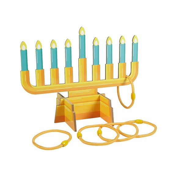 20" x 15 1/4" Wood Hanukkah Menorah Ring Toss Game - 6 Pieces
