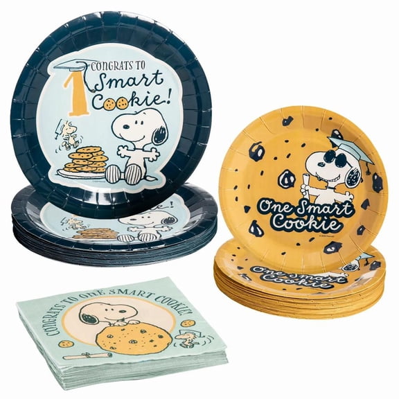 Fun Express 200 Pc. Peanuts Smart Cookie Party Disposable Tableware Set for 50 Guests