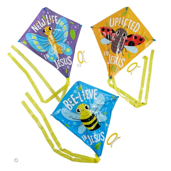Fun Express 21" x 22" Religious Spring Bugs Plastic Kites - 12 Pieces