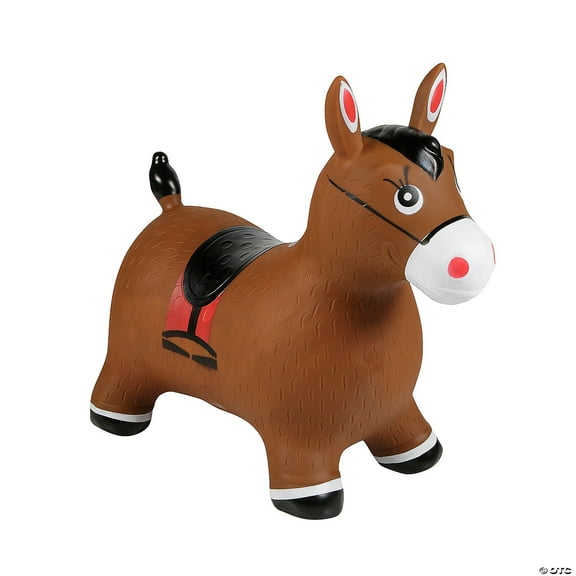 Fun Express 22" Brown Inflatable Rubber Horse Hopper Toy