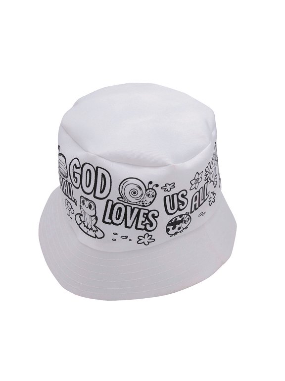 22" circ. Color Your Own Zoom In VBS Polyester Bucket Hats - 12 Pieces, Vacation Bible School Supplies