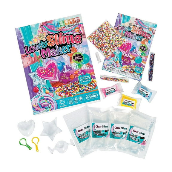 Fun Express 23 Pieces Lovely Slime Maker Plastic Backpack Clip Craft Kit - Makes 3