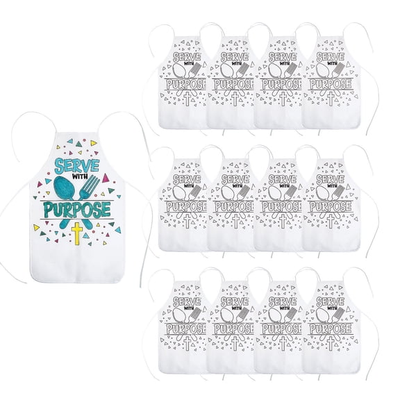 Fun Express 24 1/2" Color Your Own Food Truck VBS Serve with Purpose Nonwoven Aprons - 12 Pieces