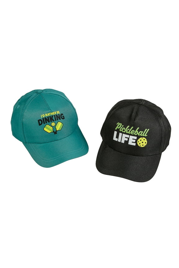 24" Circ. PickleBall Velcro Strap Adjustable Baseball Caps - 12 Pieces