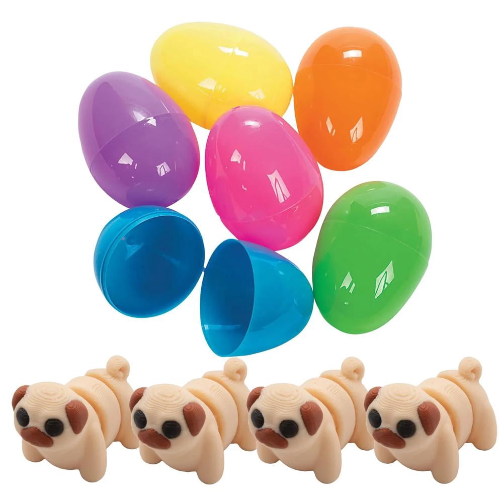 Fun Express 24 Pc. 1 1/2" 3D-Printed Fidget Toy Pug & Easter Egg Assortment for 12