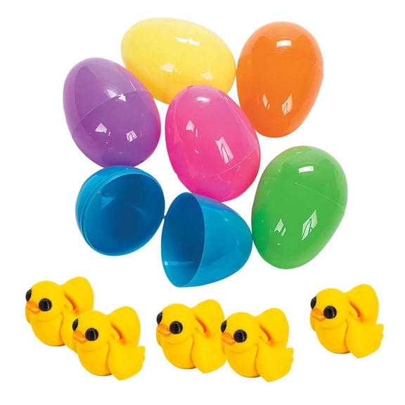 Fun Express 24 Pc. 3/4" 3D-Printed Fidget Toy Duck & Easter Egg Assortment for 12