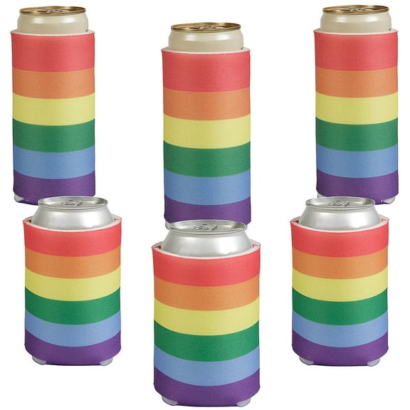 Fun Express 24 Pieces 5 1/4"  6 1/2" Pride Rainbow Party Can Cover Assortment Kit for 24