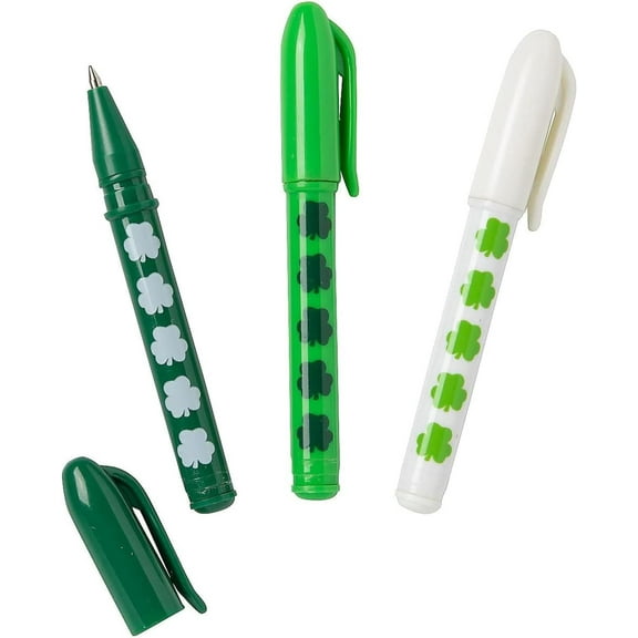 Fun Express 24 Pieces St. Patricks Day Shamrock Mini Pens