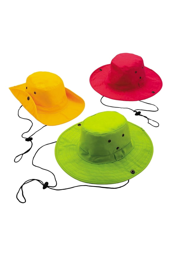 24" circ. Bright Color Polyester Sun Hats Assortment - 12 Pieces