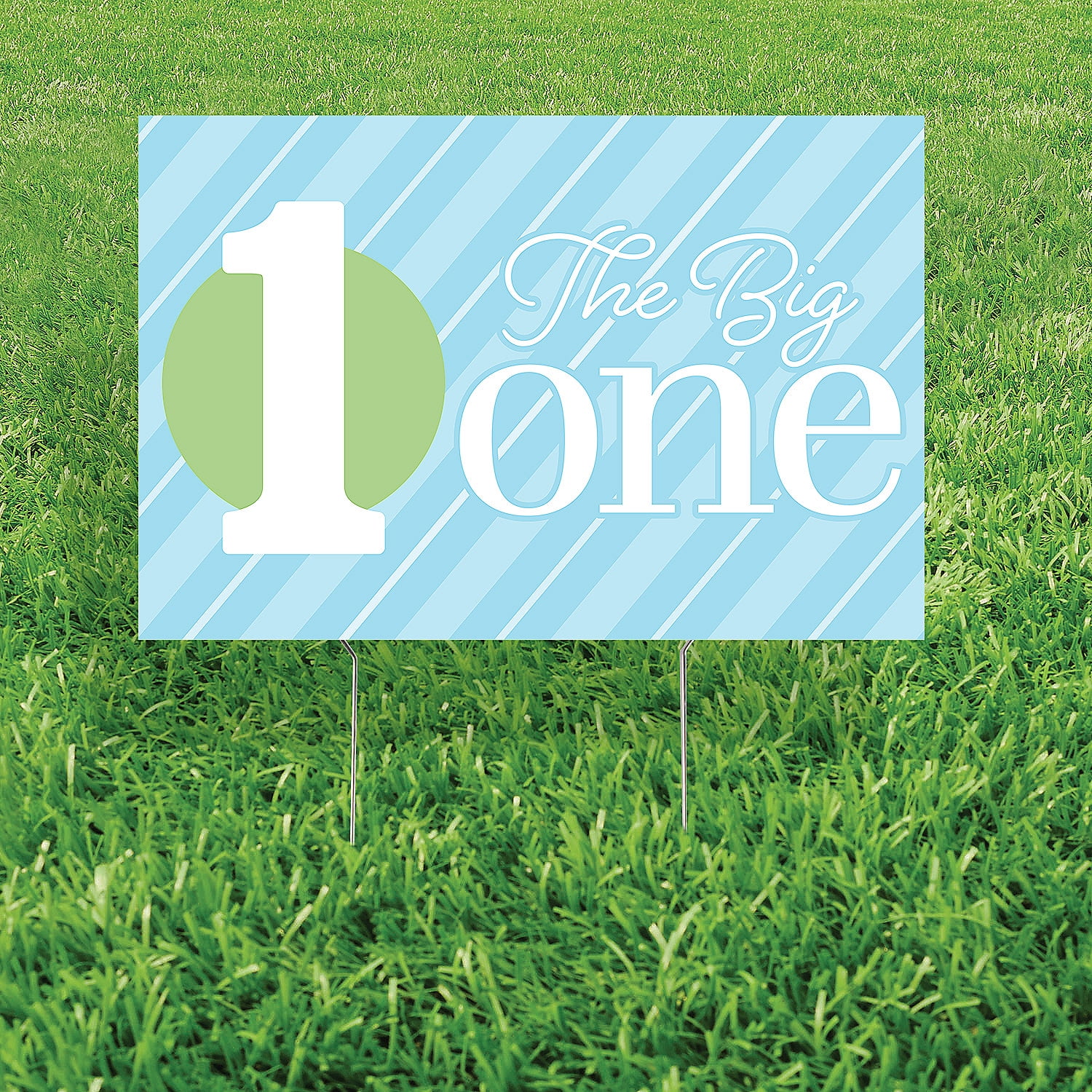 Fun Express 24" x 16" Blue First Birthday “The Big One” Plastic Yard Sign