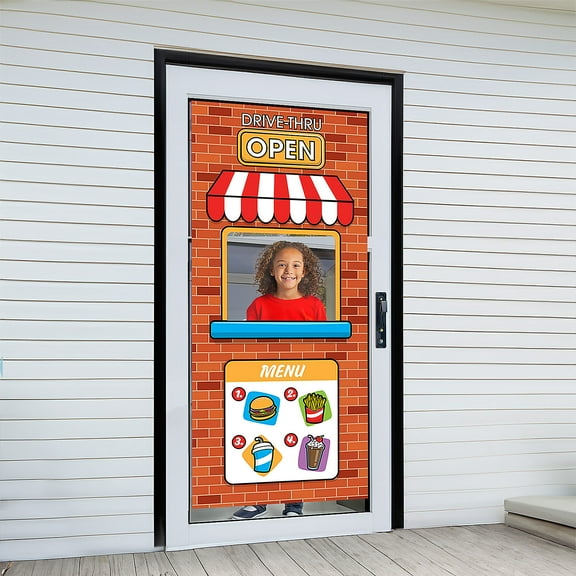 Fun Express 27" x 5 Ft. Fast Food Restaurant Drive-Thru Window Plastic Door Cover