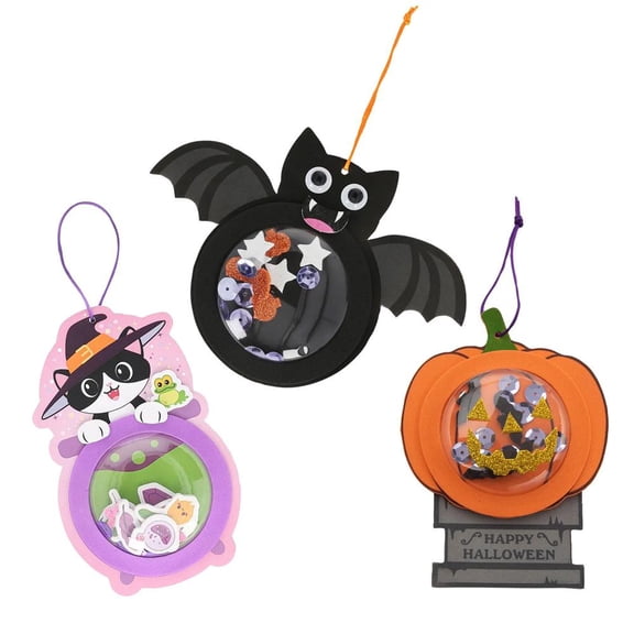 Fun Express 3 1/2" 6 1/4" Halloween Shaker Ornament Craft Kit Assortment Makes 36