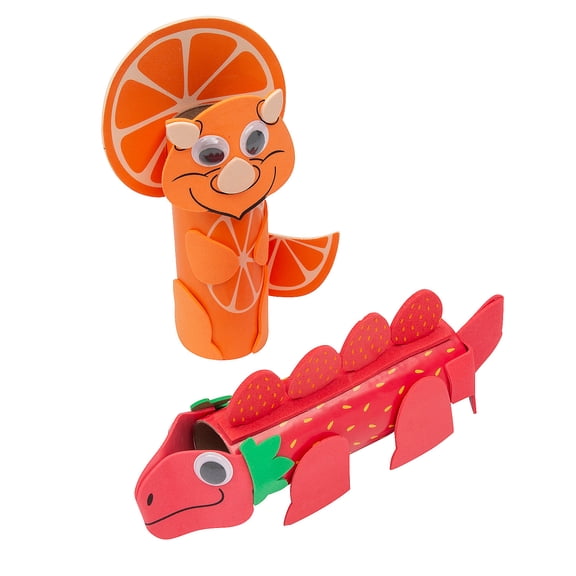 Fun Express 3 1/2" - 6 3/4" Fruit Dinosaur Craft Tube Craft Kit - Makes 12