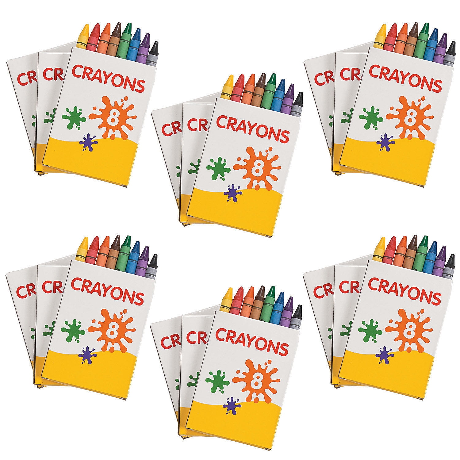 Fun Express 3 1/2" Bulk 48 Boxes of Classic Crayons - 8 Colors per Box