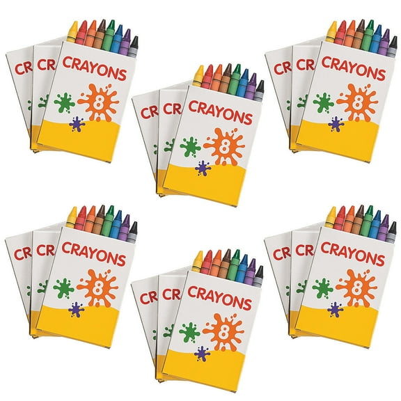 Fun Express 3 1/2" Bulk 48 Boxes of Classic Crayons - 8 Colors per Box