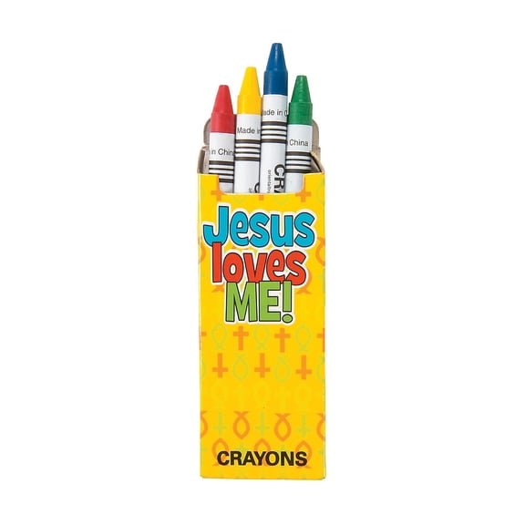 Fun Express 3 1/2" Bulk 48 Boxes of Religious Crayons - 4 Colors per Box