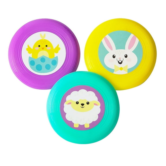 Fun Express 3 1/2" Bulk 72 Pieces Mini Easter Brightly Colored Plastic Flying Discs