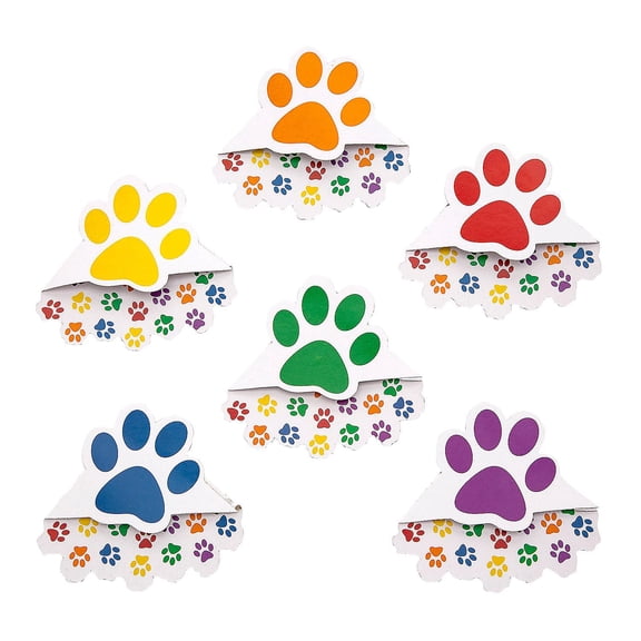Fun Express 3 1/2" x 3 1/4" Paw Print Corner Cardstock Bookmarks - 24 Pieces