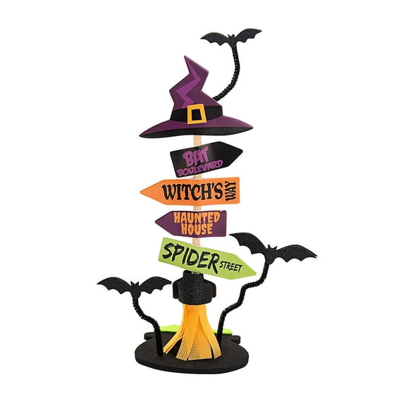 Fun Express 3 1/2" x 9 1/2" 3D Halloween Directional Sign Craft Kit - Makes 12