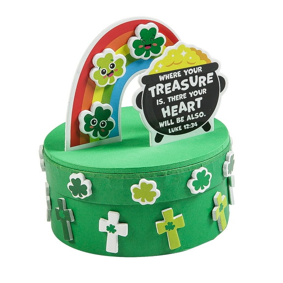 Fun Express 3 1/4" x 4" Religious St. Patricks Day Treasure Prayer Box Craft Kit - Makes 12