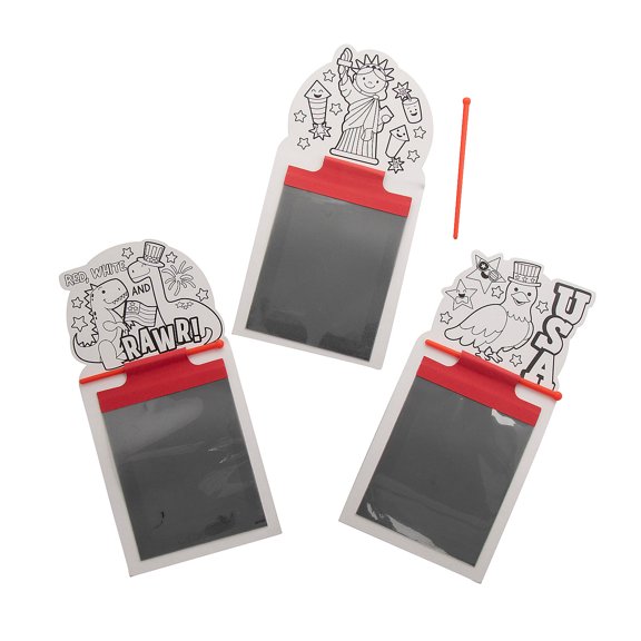 Fun Express 3 1/4" x 6 3/4" Color Your Own Patriotic Cardstock Magic Screens - 12 Pieces