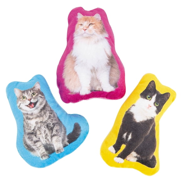 Fun Express 3 3/4" 4 1/4" Bulk 48 Pieces Realistic Flat Stuffed House Cats