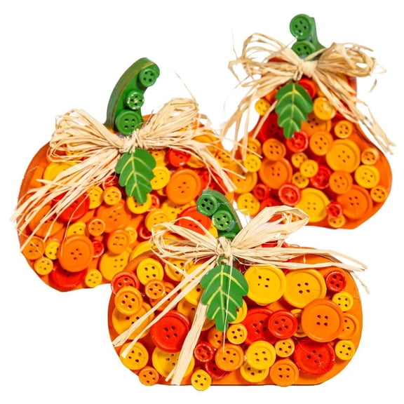 Fun Express 3 3/4" - 5" DIY Craft & Create Fall Pumpkins Button Craft Kit - Makes 3