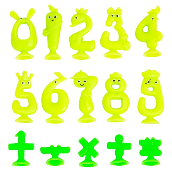 Fun Express 3/4" Mini Green Rubber Suction Cup Number Toy Characters - 30 Pieces