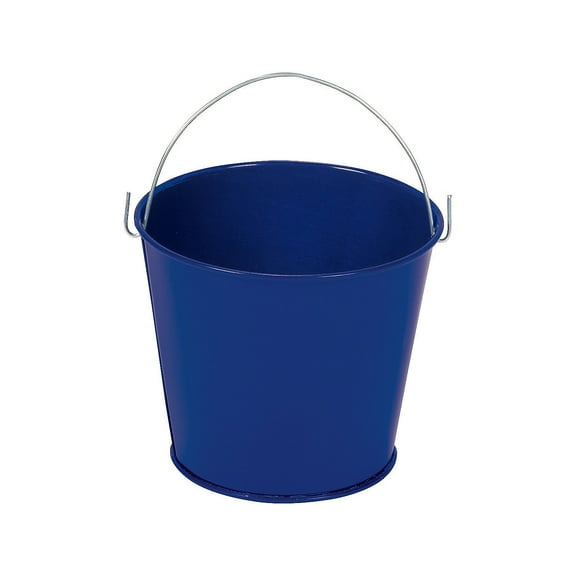 Fun Express - 3" Blue Metal Pails W/ Handles for Wedding - Party Supplies - Containers & Boxes - Metal Containers - Wedding - 12 Pieces