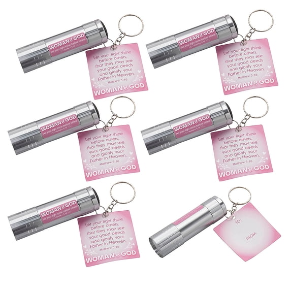 Fun Express 3" Bulk 48 Pieces Woman of Faith Flashlight with Exchange Cards